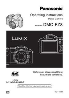 Panasonic Lumix FZ8 manual. Camera Instructions.